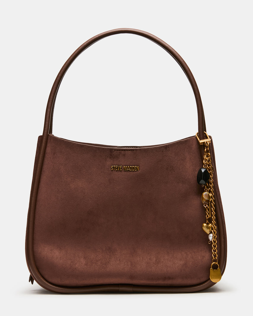 KRAVE Brown Tubular Straps Bag Charms Tote Handbag | Steve Madden