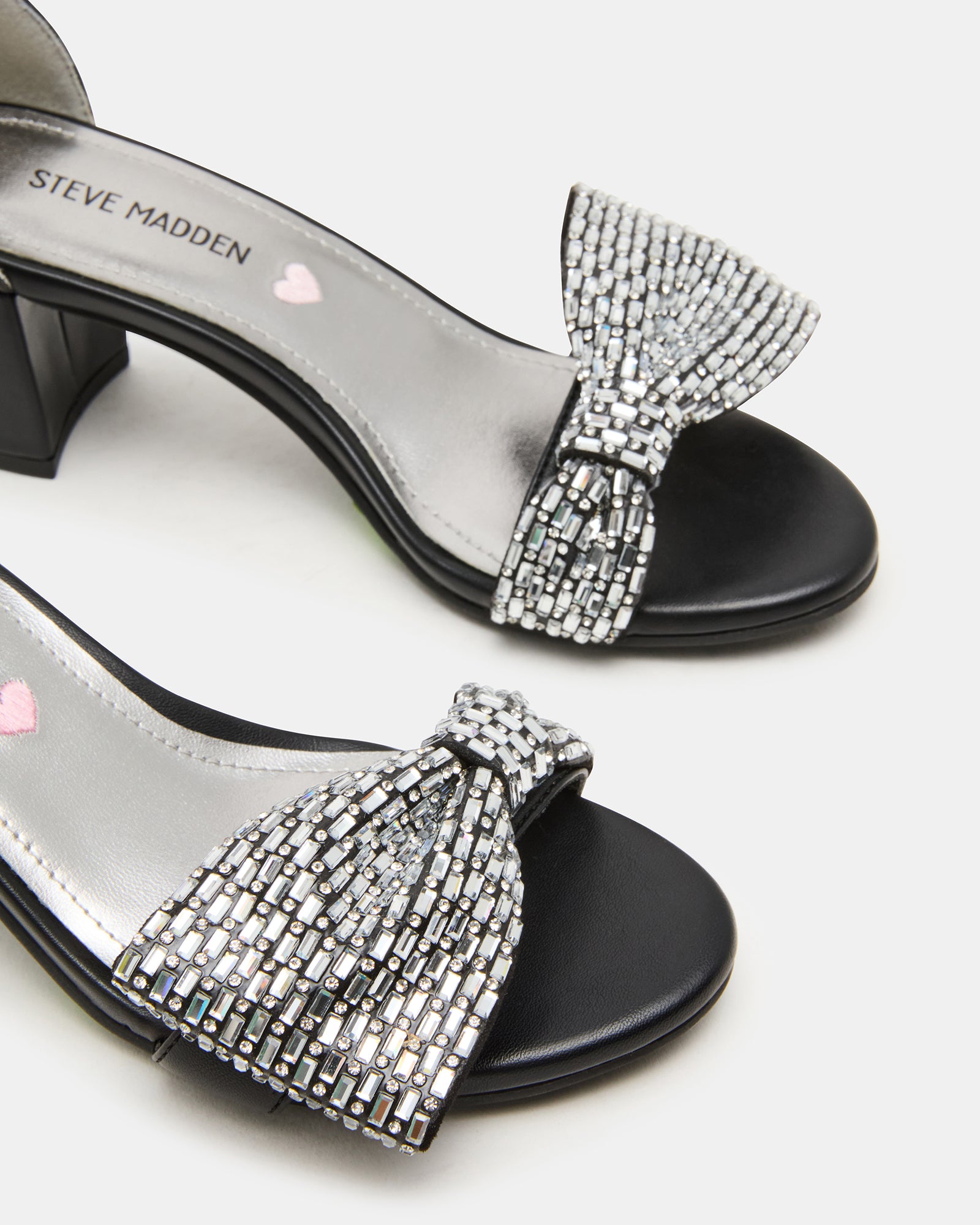 Kids' ABIGAL Black Rhinestone Embellised Block Heel Girls