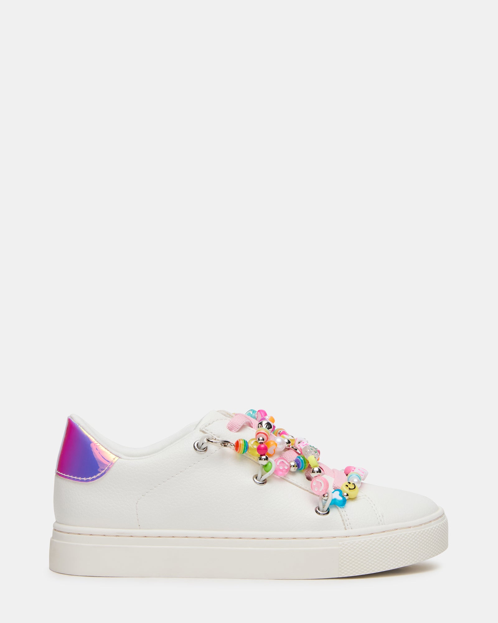 Kids' HUSHED White Low-Top Lace-Up Charms Girls' Sneaker | Steve Madden