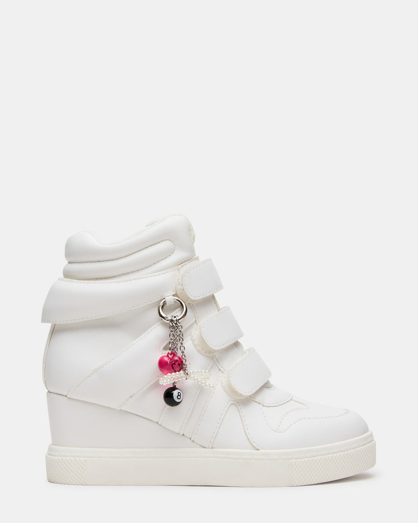 Kids' MAVIS White High-Top Wedge Velcro Girls' Sneaker | Steve Madden