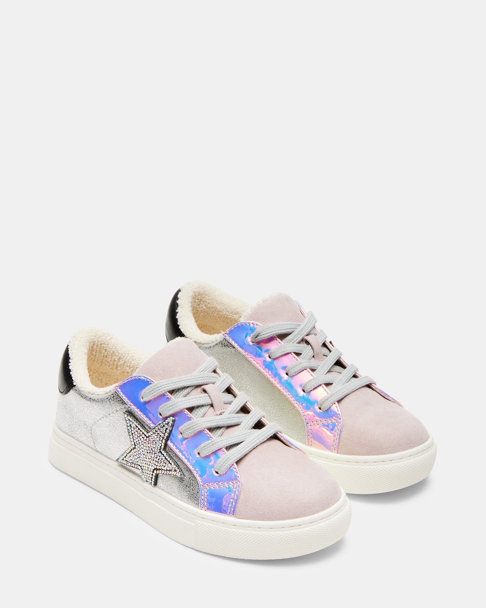 Kids' REZUME Iridescent Lace-Up Star Sneakers | Girls' Shoes – Steve Madden