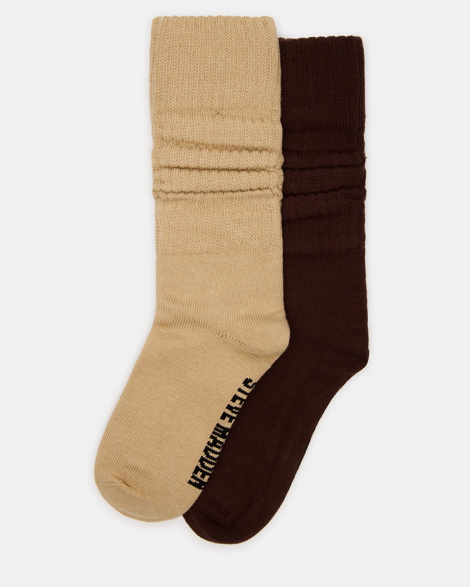 2 PACK RIB SLOUCH SOCKS TAN MULTI Women's Ribbed Quarter Socks | Steve Madden