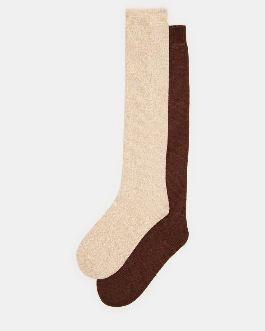 FALL 2 PACK MARLED KNEE HIGH SOCKS Tan Women's Marled Knee-High Socks | Steve Madden