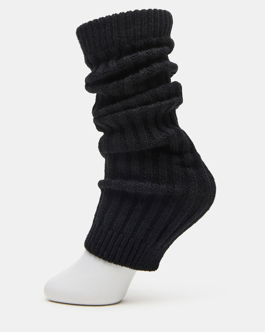 JAZZ LEGWARMERS Black Knit Ribbed Women's Legwarmer Socks | Steve Madden