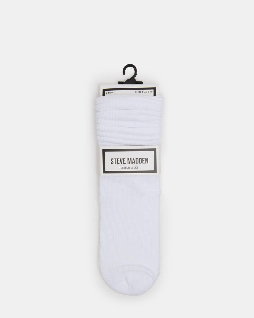 2 PACK RIB SLOUCH SOCKS WHITE