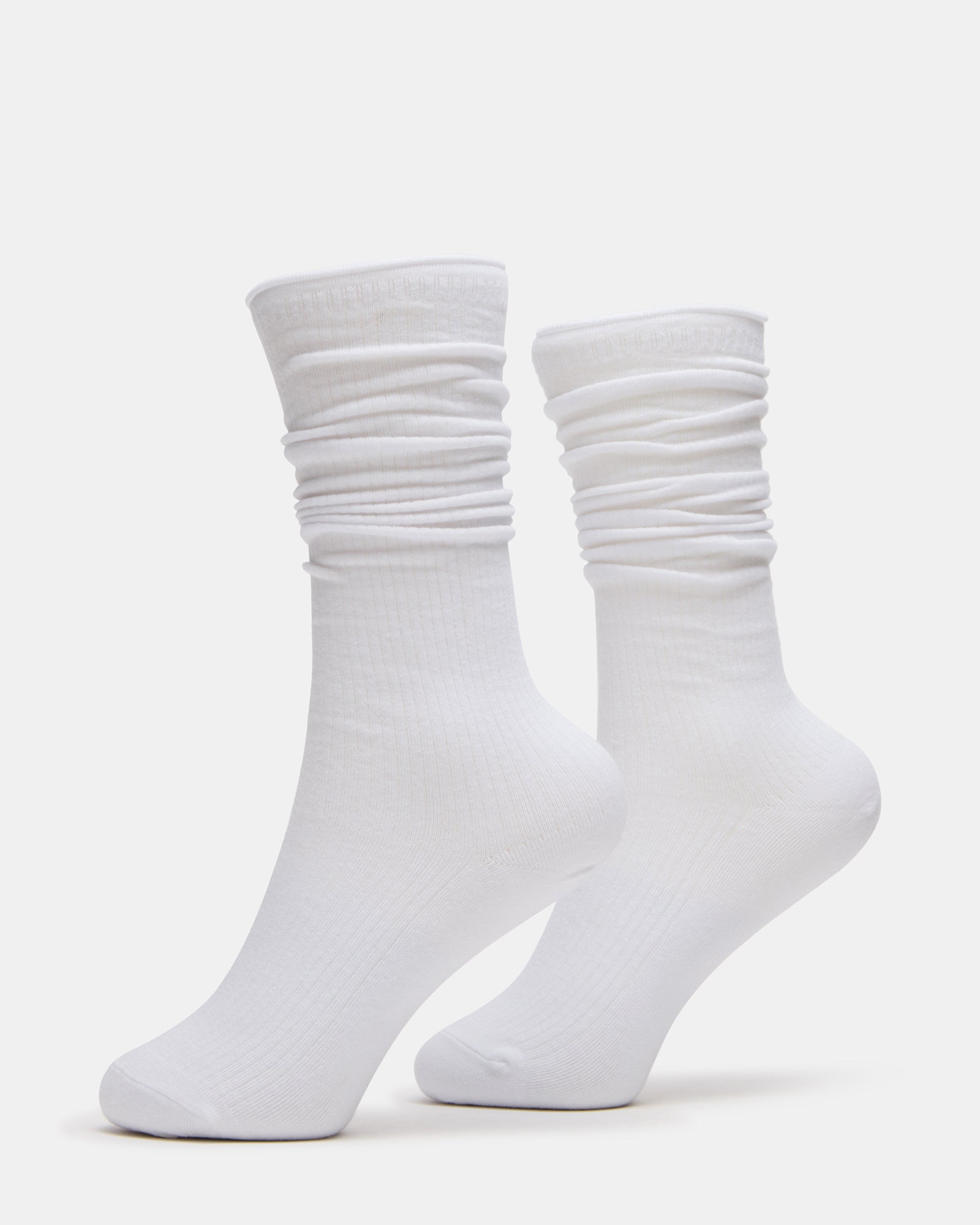 2 PACK RIB SLOUCH SOCKS WHITE