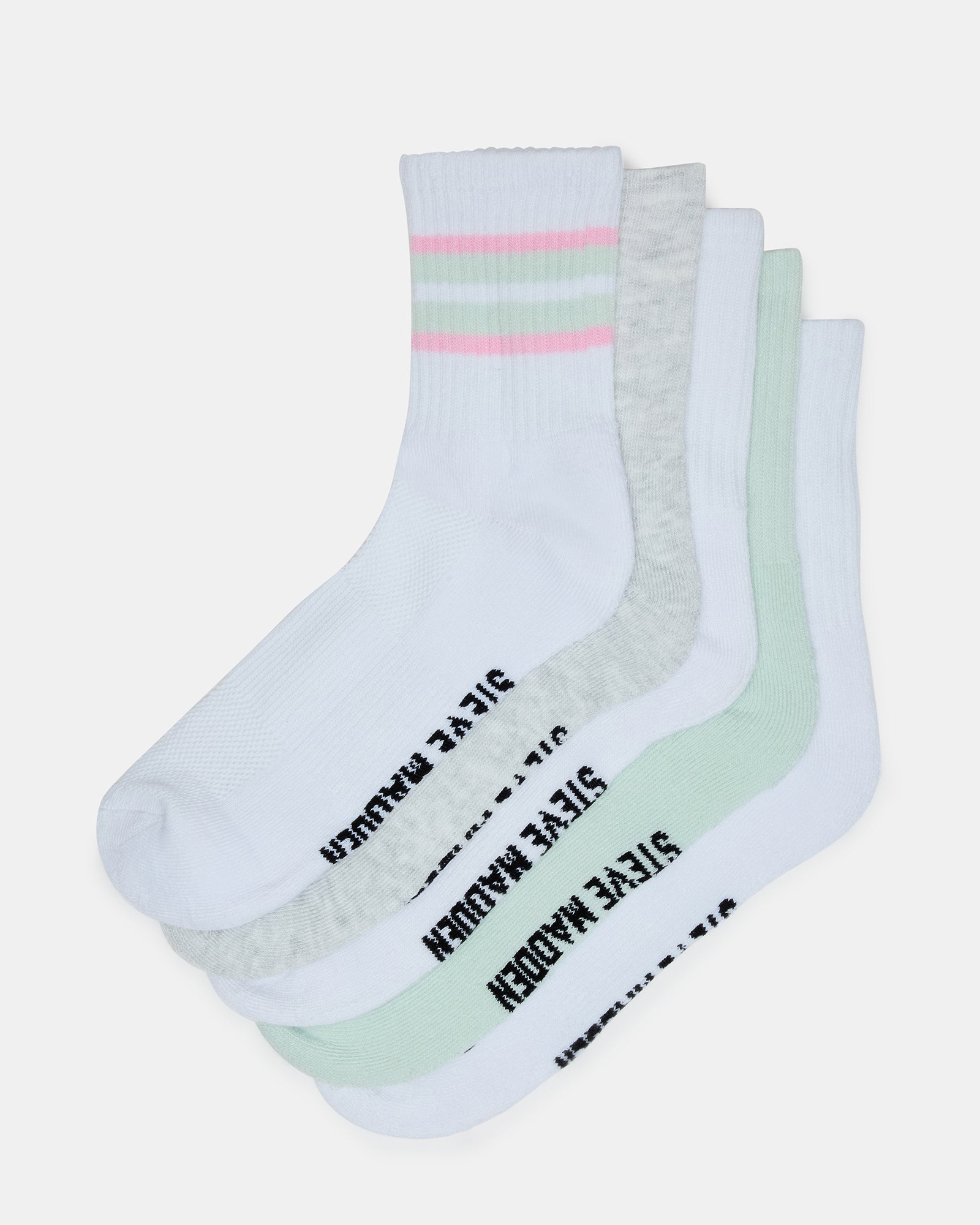 5 PACK STRIPED SOCKS WHITE MULTI