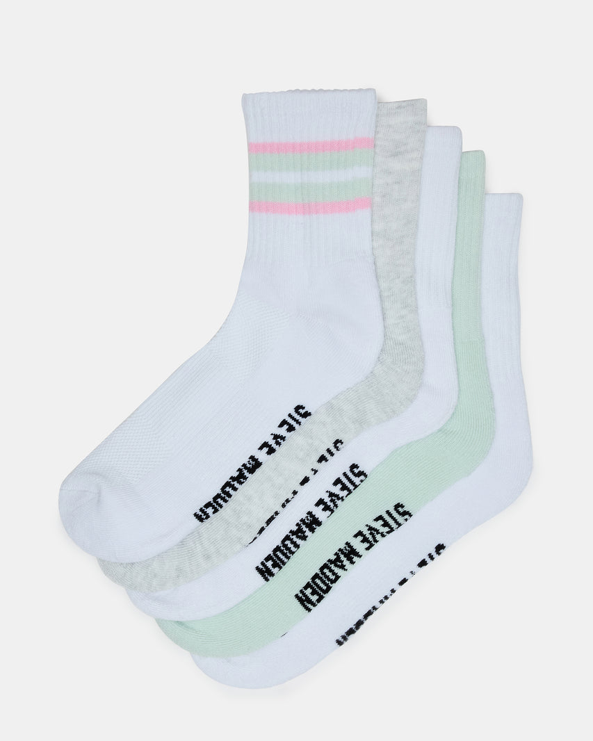 5 PACK STRIPED SOCKS WHITE MULTI