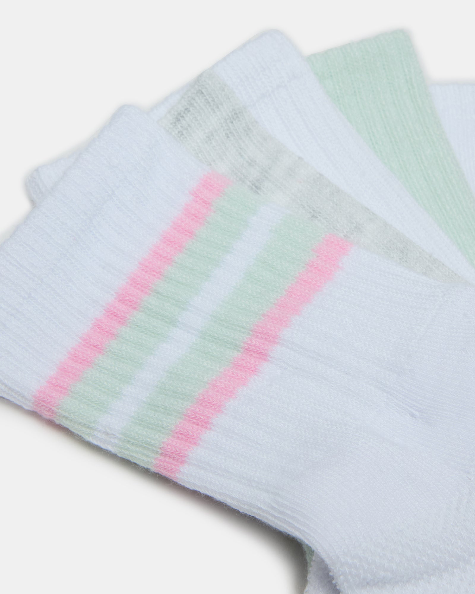 5 PACK STRIPED SOCKS WHITE MULTI