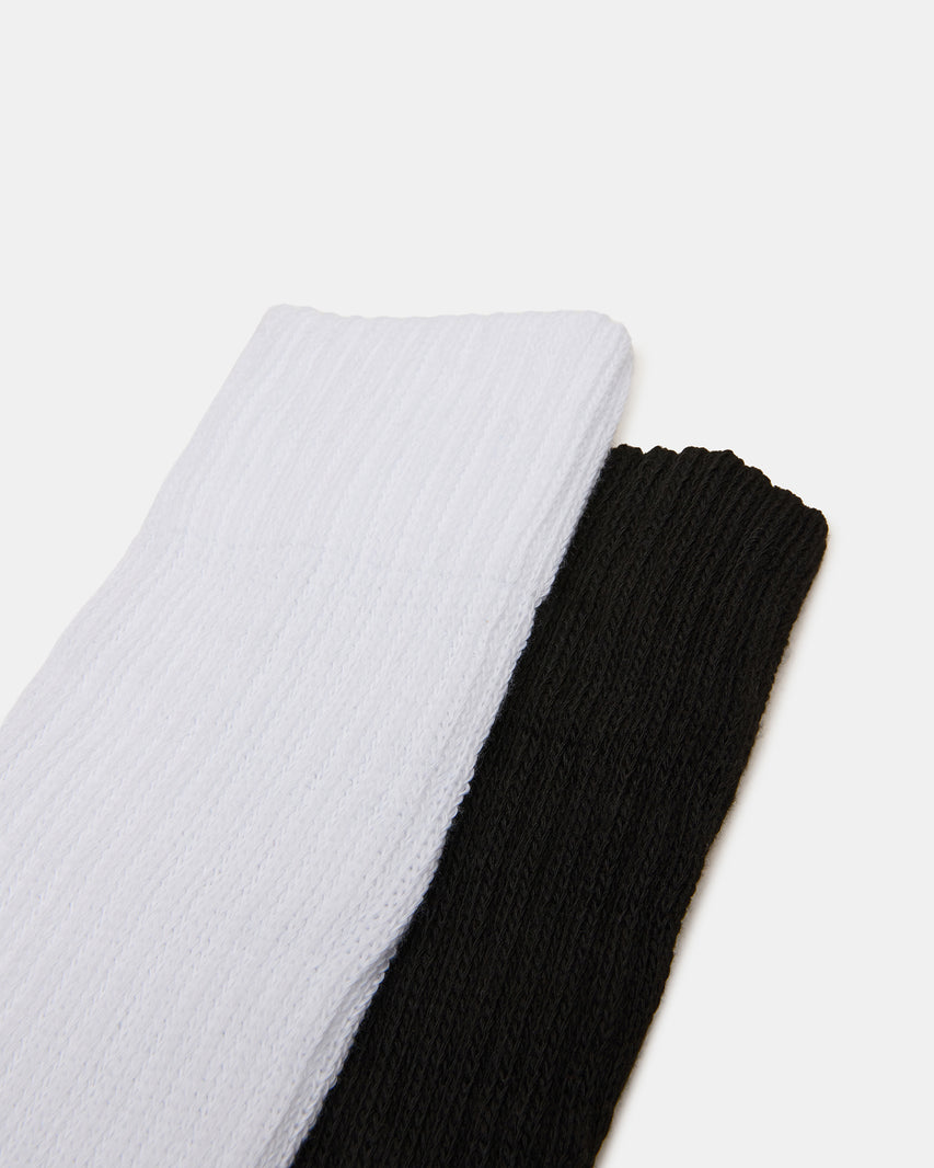 2 PACK RIBBED SLOUCH SOCKS BLACK/WHITE - view 2