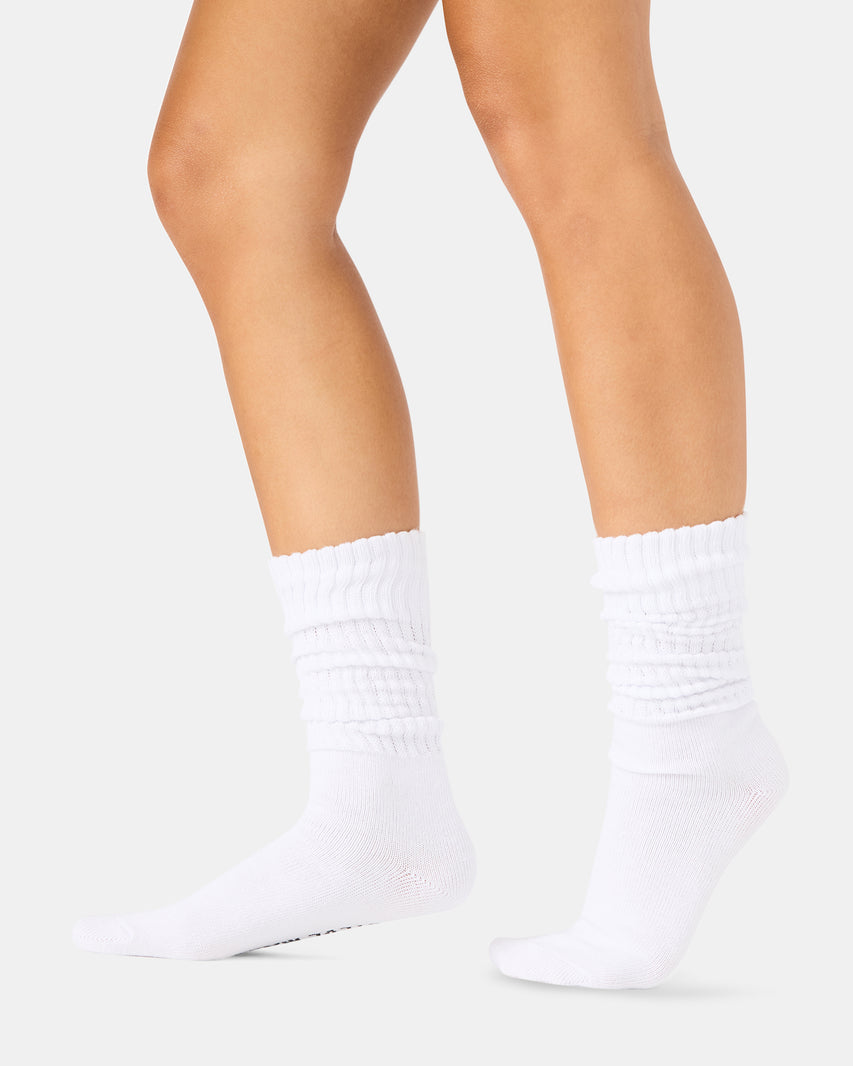 2 PACK RIBBED SLOUCH SOCKS WHITE - view 3