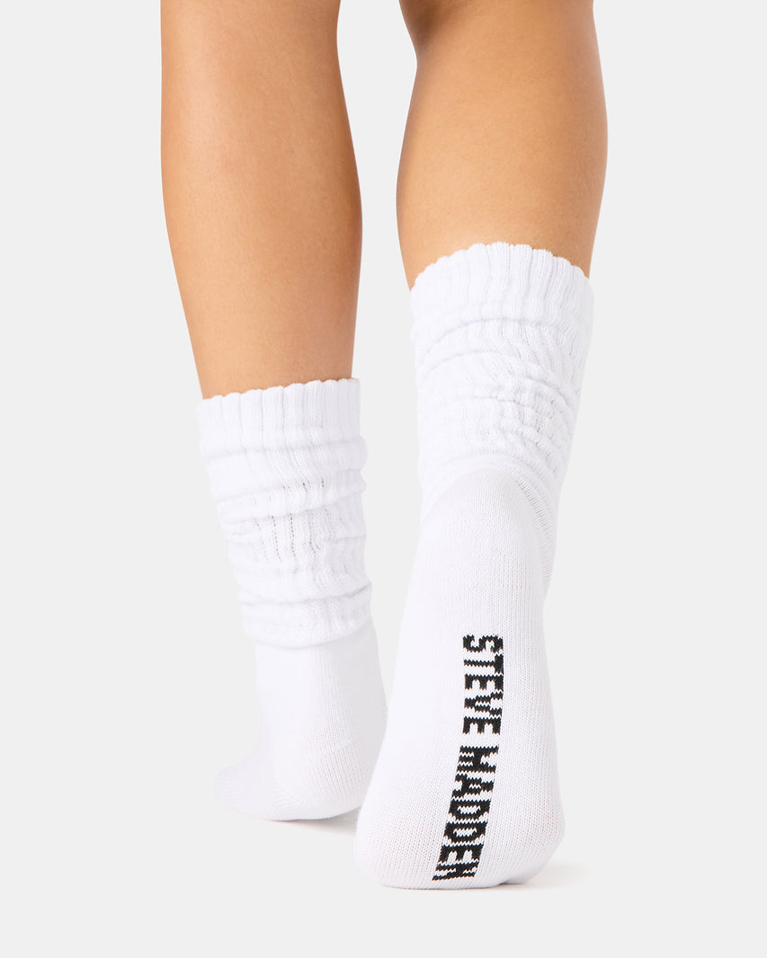 2 PACK RIBBED SLOUCH SOCKS WHITE - view 4