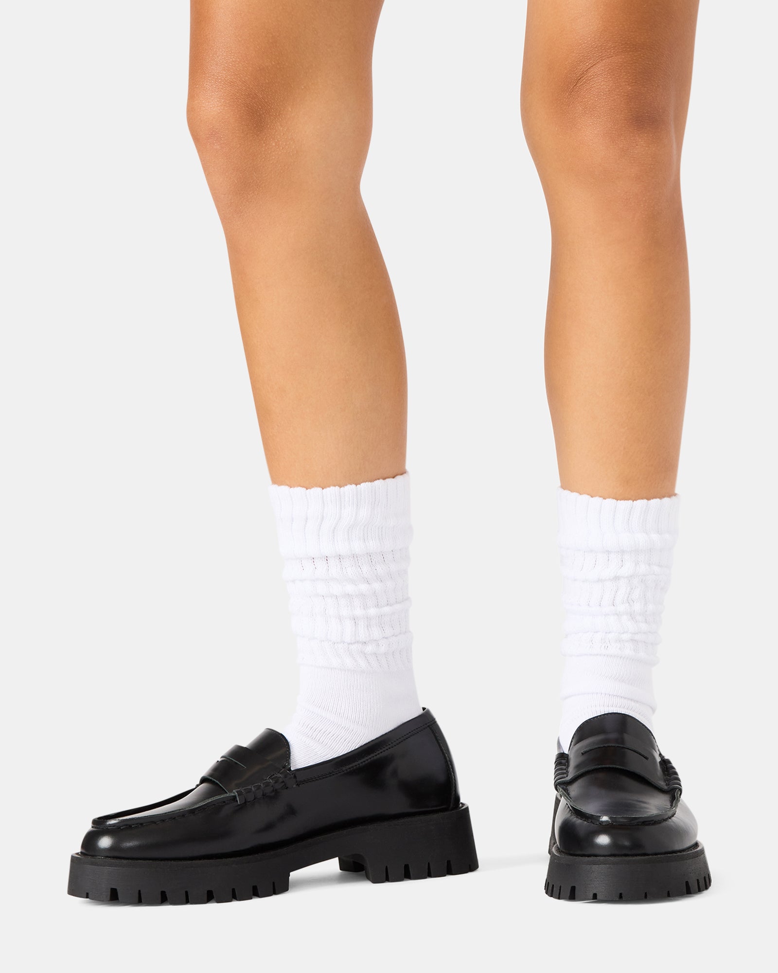 2 PACK RIBBED SLOUCH SOCKS WHITE - view 2