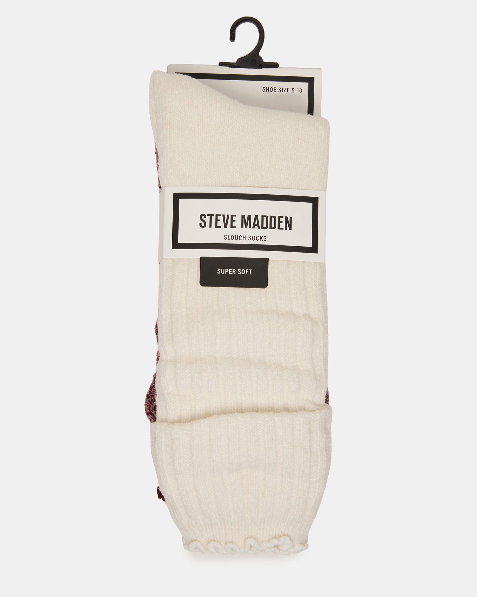 2 PACK SUPER SOFT LETTUCE EDGE SOCKS IVORY/BURGUNDY - view 5