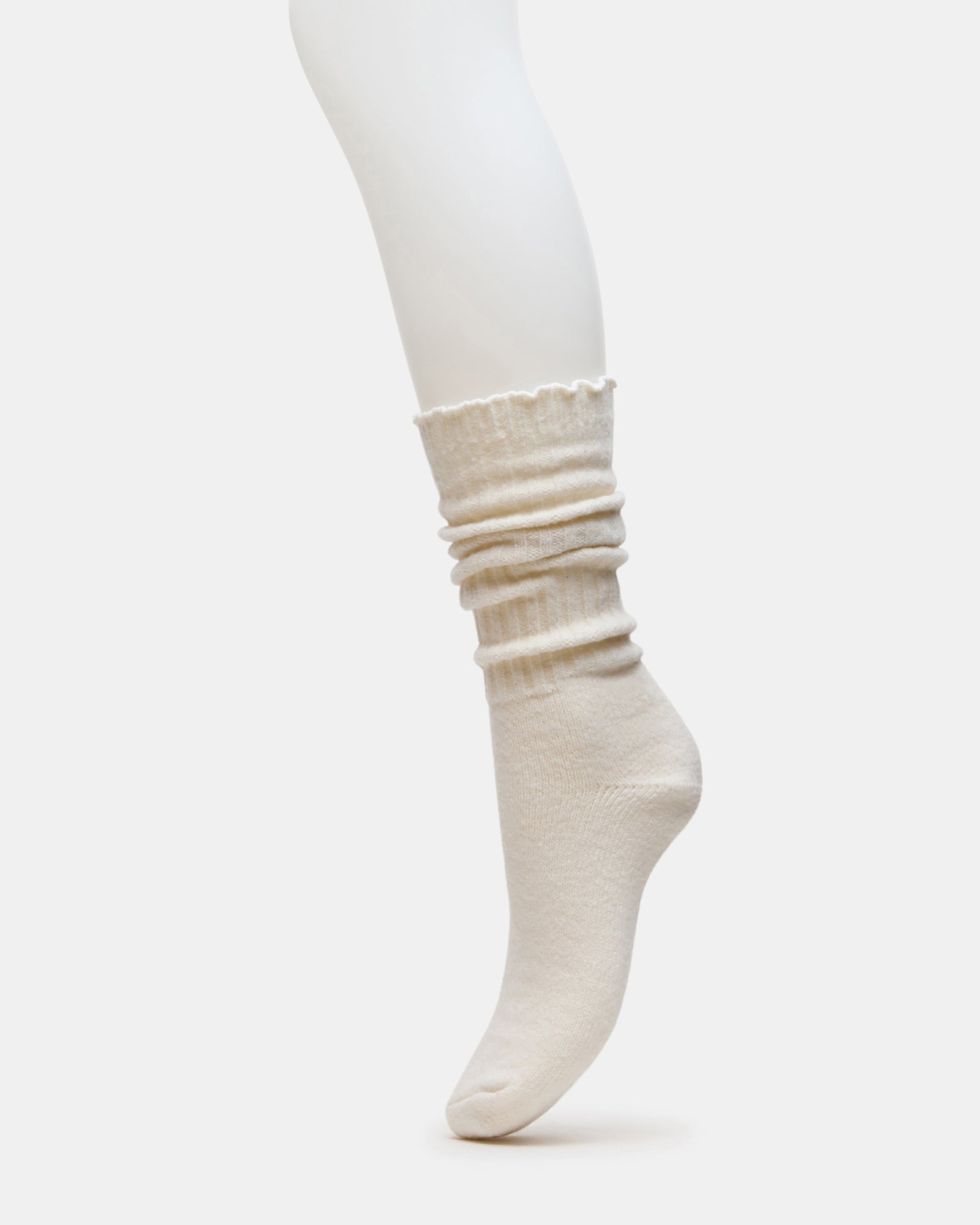 2 PACK SUPER SOFT LETTUCE EDGE SOCKS IVORY/BURGUNDY - view 4
