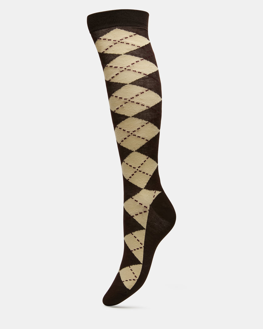3 PACK ARGYLE KNEE HIGH SOCKS BROWN MULTI - view 3