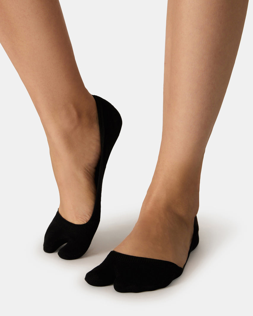 SPLIT TOE LINER SOCKS BLACK/NUDE - view 2