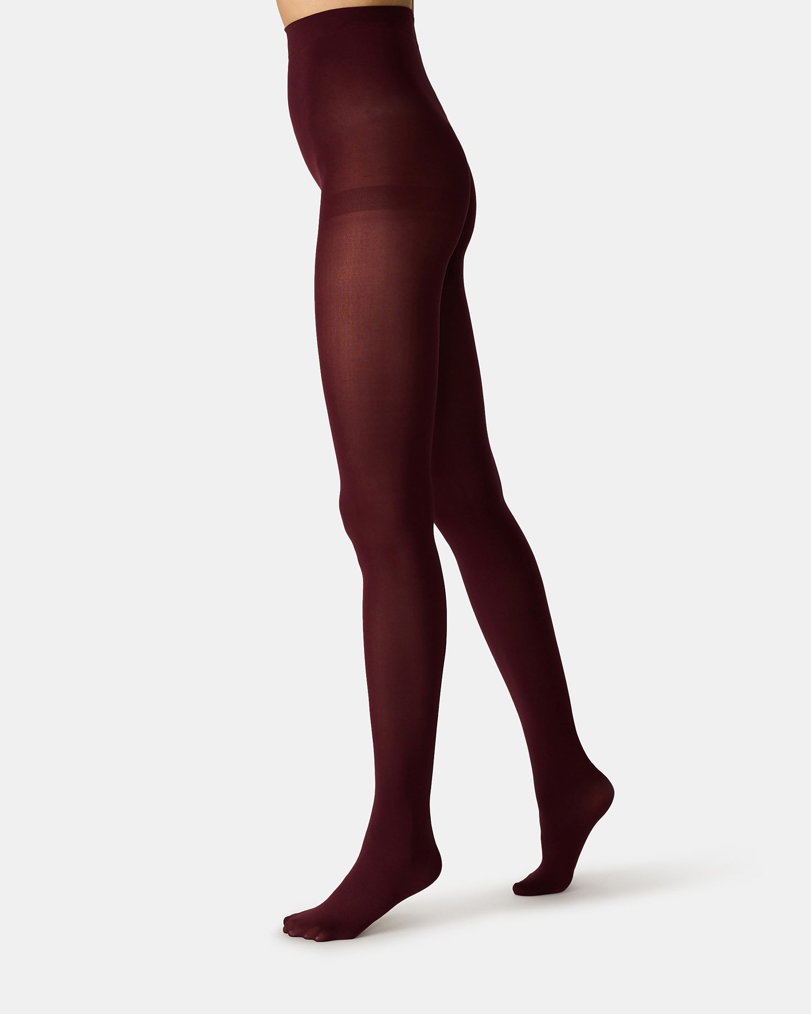 2 PACK SOLID OPAQUE TIGHTS BURGUNDY