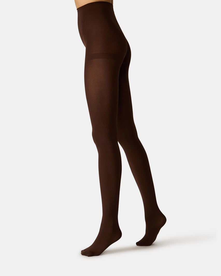 2 PACK SOLID OPAQUE TIGHTS DARK BROWN