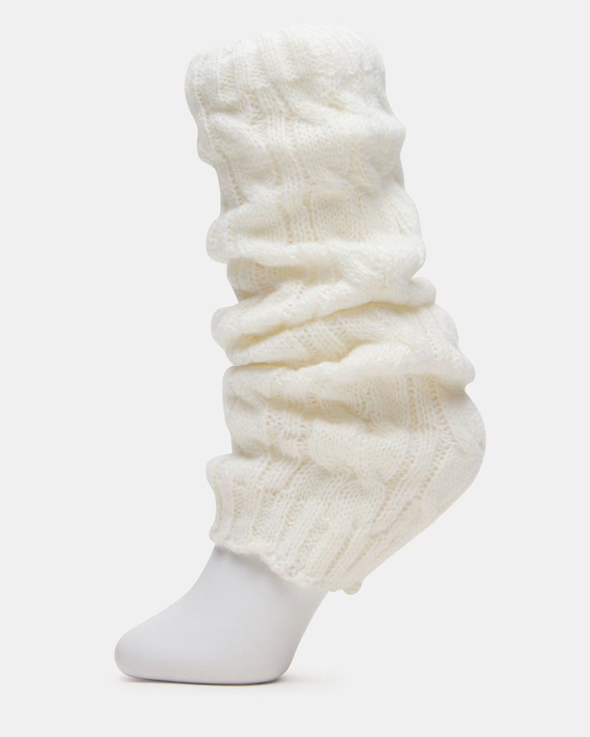 1 PACK CHUNKY CABLE LEG WARMERS IVORY