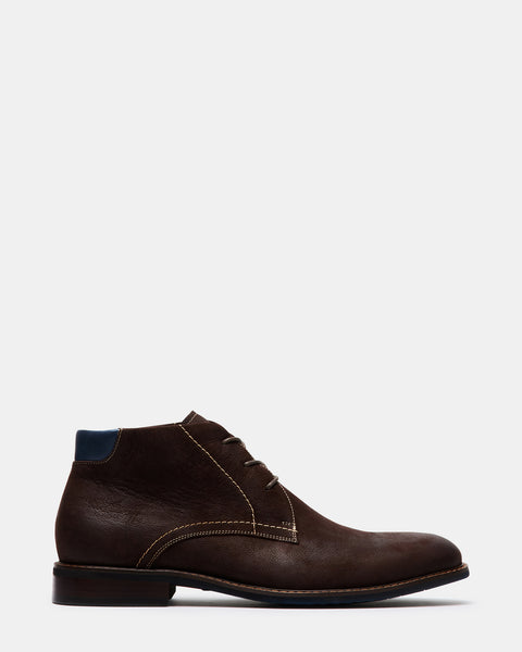 BARAN Brown Nubuck Lace-Up Ankle Boot | Men's Boots – Steve Madden
