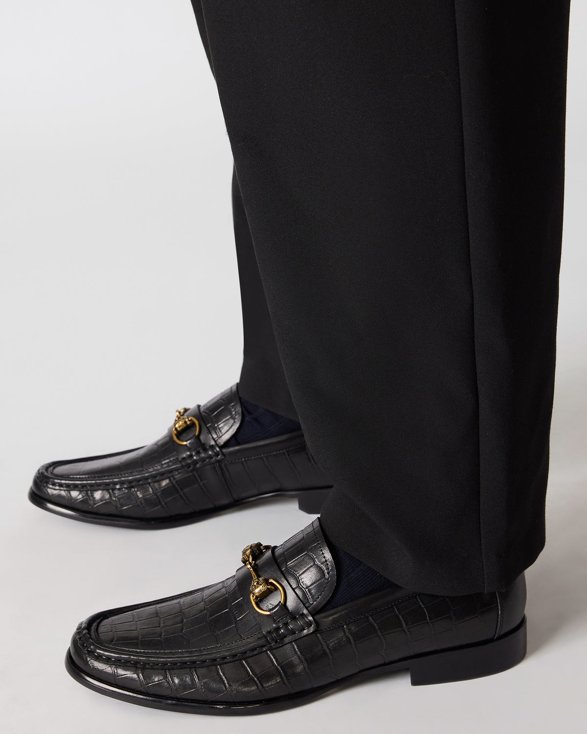 BROOKLYN Black Crocodile Horsebit Slip-On Men display picture 1