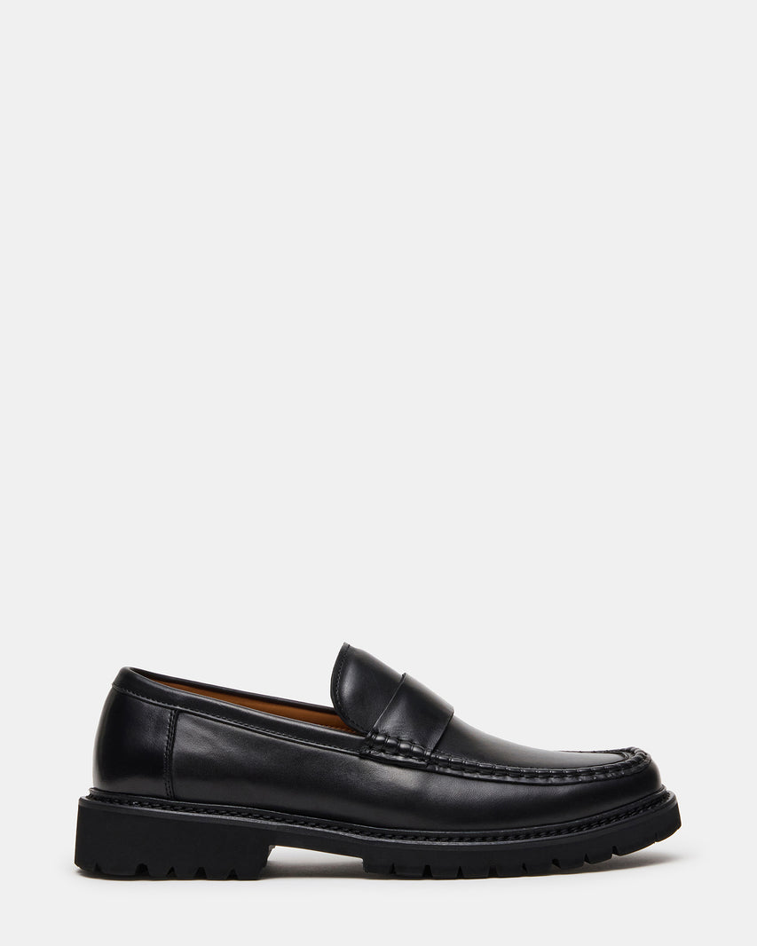 BRODIE Black Slip-On Lug Men's Loafer | Steve Madden