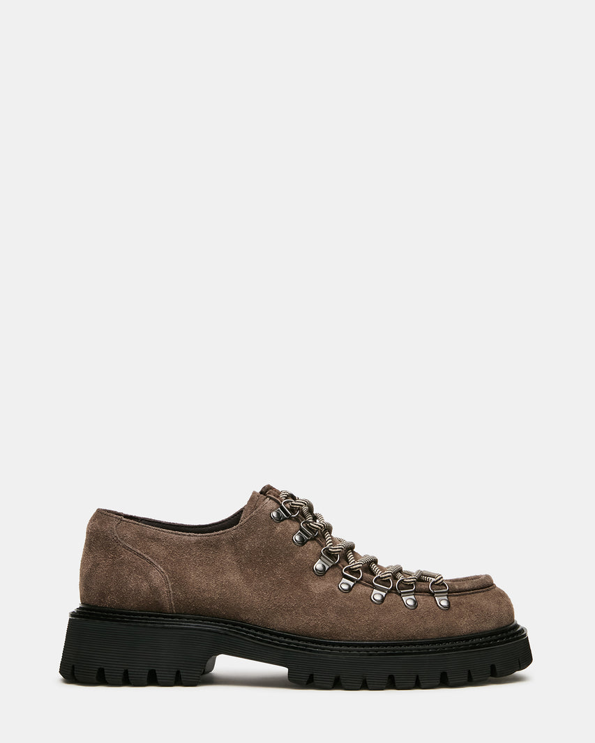 CALIX Grey Suede Lace-Up Lug Men's Casual Shoe | Steve Madden