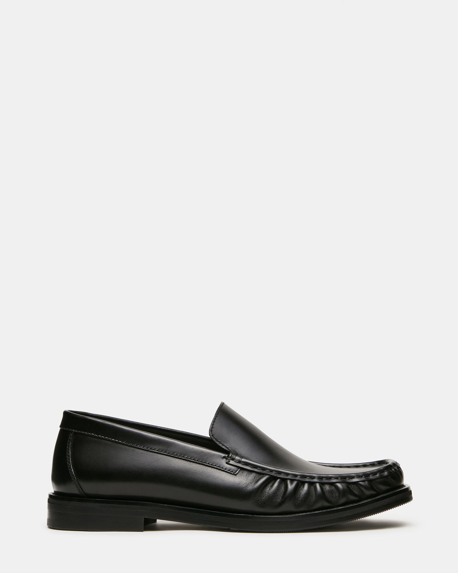 CELESTINO Black Leather Slip-On Square-Toe Scrunched Men's Loafer | Steve Madden