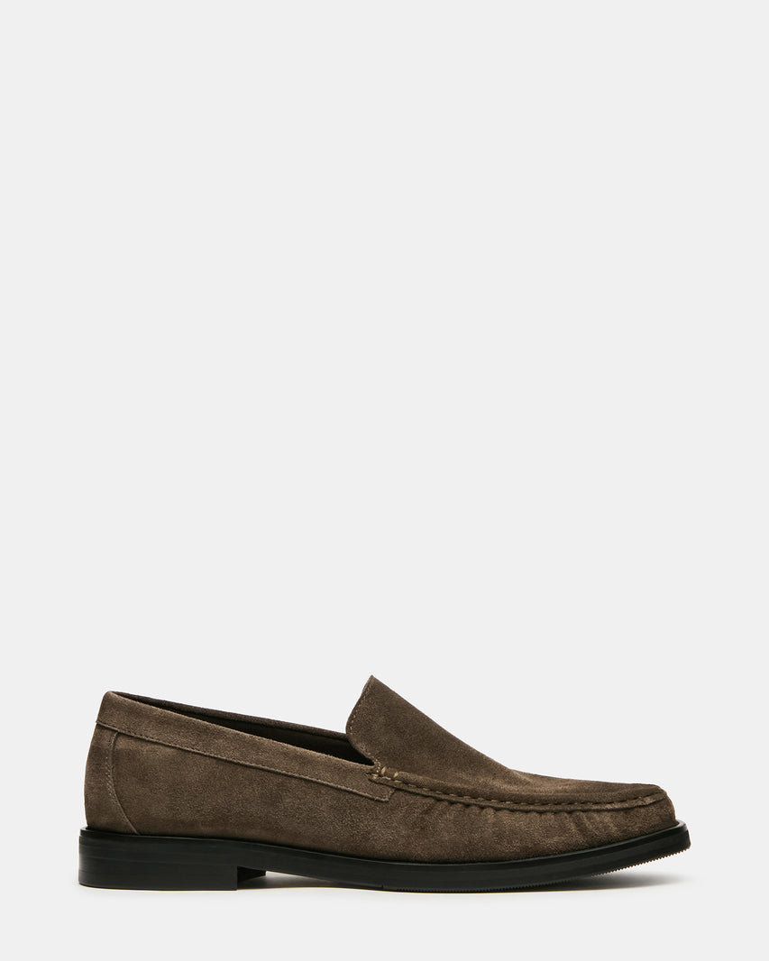 CELESTINO Grey Suede Slip-On Square-Toe Scrunched Men's Loafer | Steve Madden