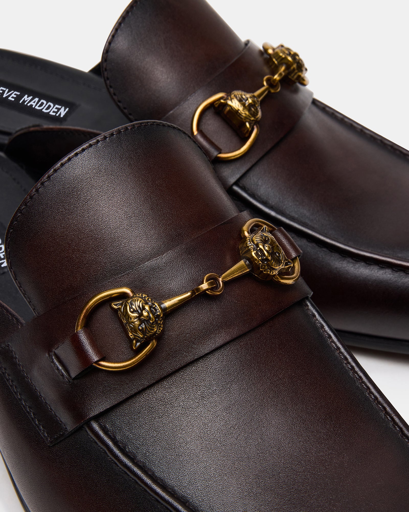JOVIAN Brown Leather Slip-On Mule Horsebit Buckle Men's Dress Shoe Steve Madden JOVIAN Brown Leather Slip-On Mule Horsebit Buckle Men's Dress Shoe Steve Madden