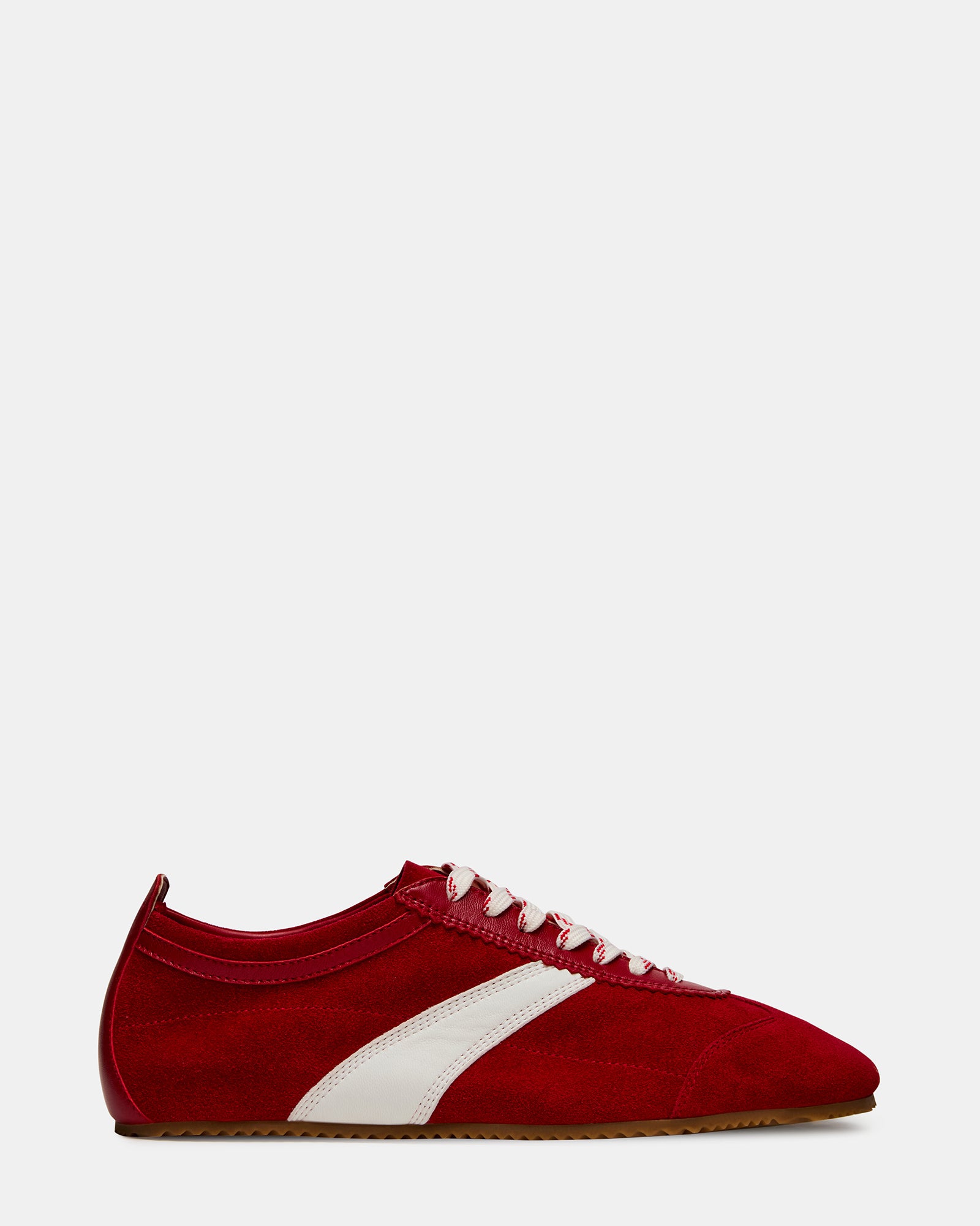 JUNA Red Low-Top Lace-Up Stripe Men's Sneaker | Steve Madden
