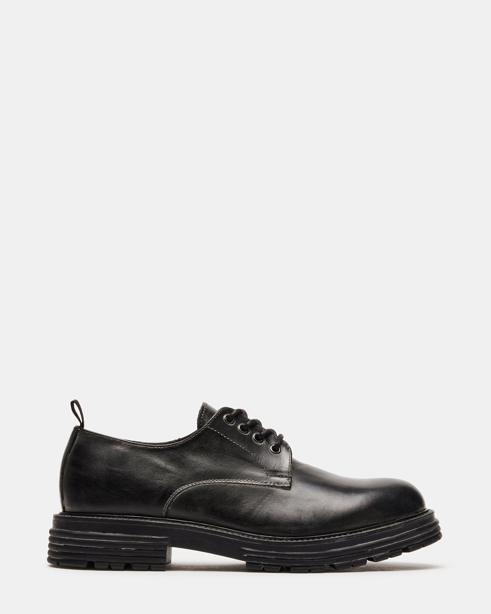 LAURO Black Leather Lug Sole Lace-Up Loafer | Men's Loafers – Steve Madden