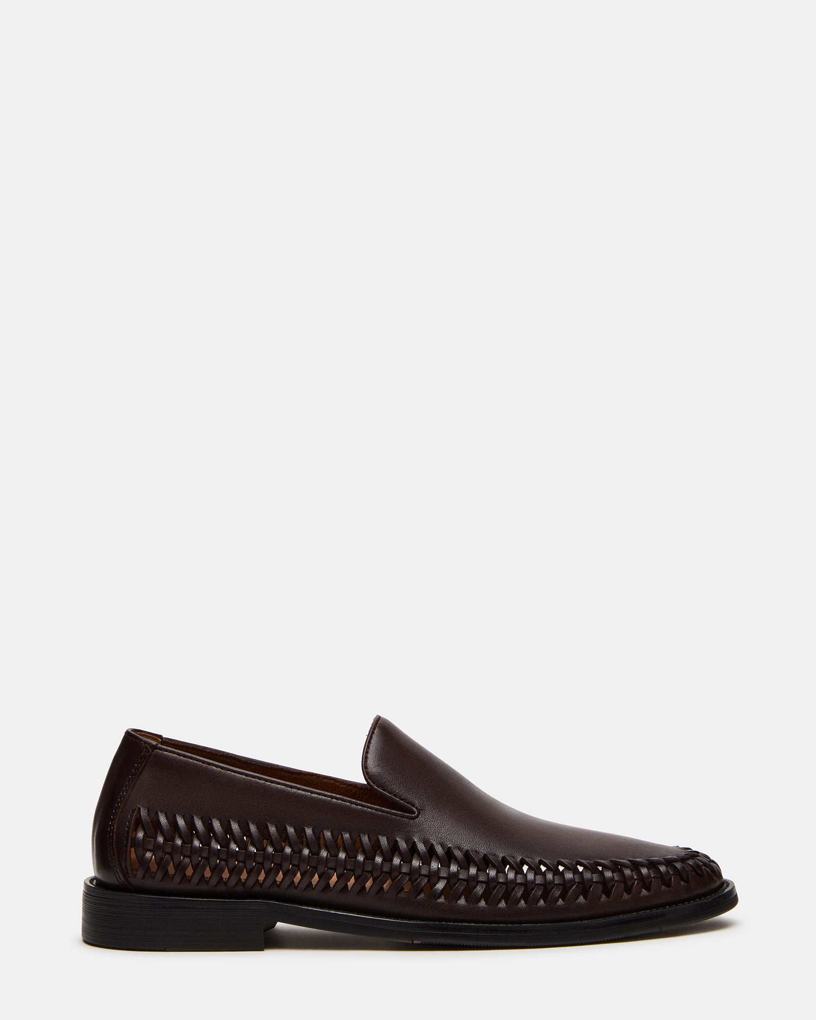 NAPOLI Brown Leather Slip-On Woven Men's Loafer | Steve Madden