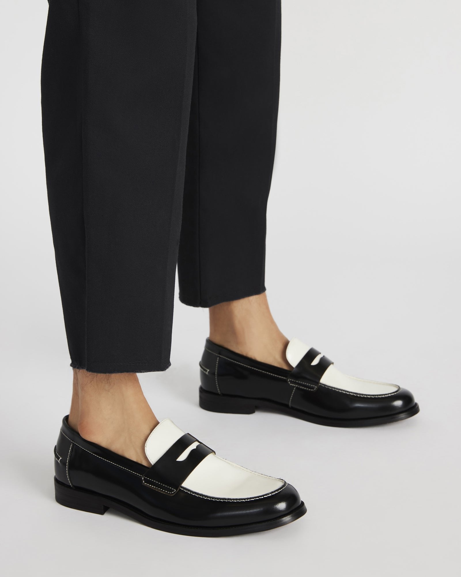 Steve Madden Men's Natan Leather Slip-On Loafers - Black/White