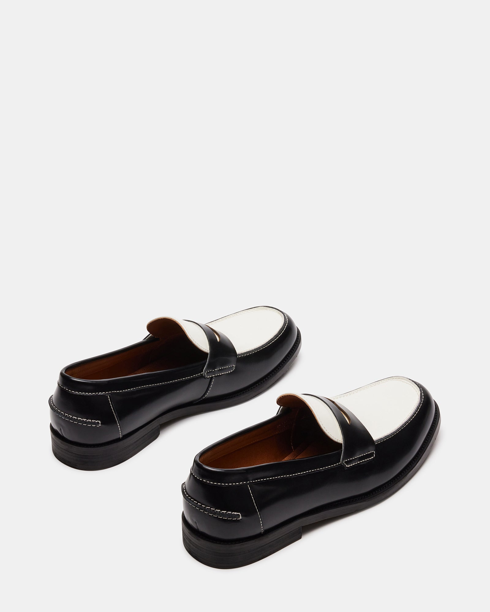 Steve Madden Men's Natan Leather Slip-On Loafers - Black/White - Size 7 Steve Madden Men's Natan Leather Slip-On Loafers - Black/White - Size 7