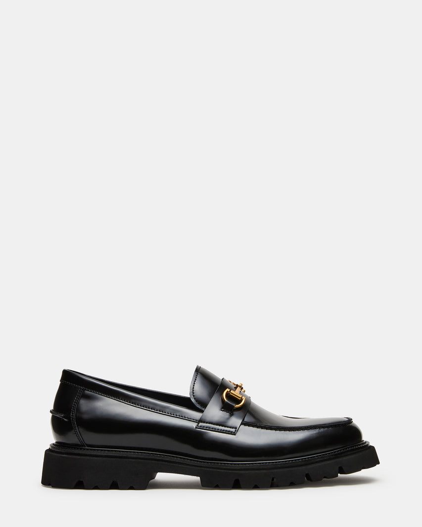 NAXOS Black Leather Slip-On Dress Men's Loafer | Steve Madden