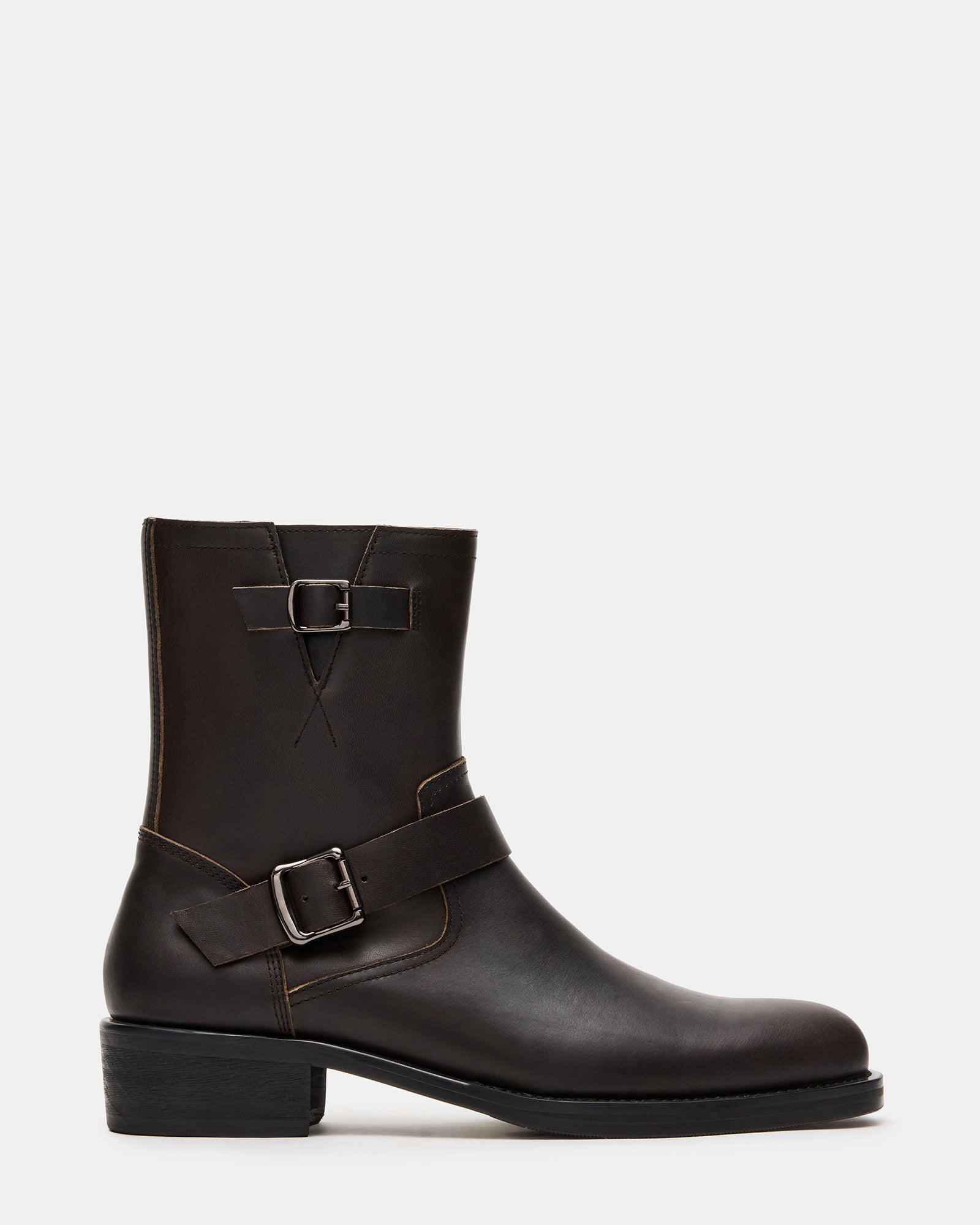 NEVILLE Black/Grey Buckle Men's Ankle Boot | Steve Madden
