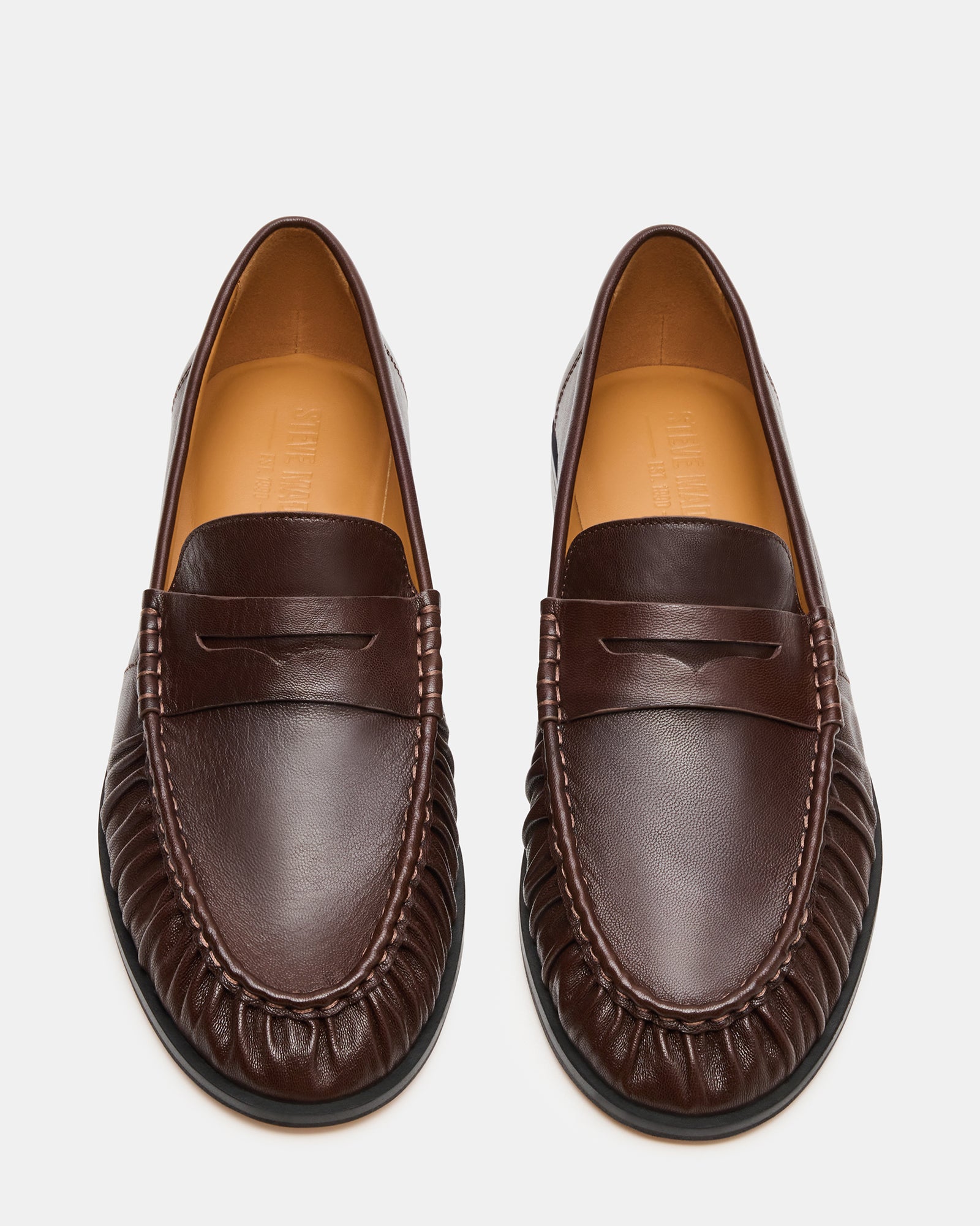 Steve Madden Men's Quincey Slip-On Loafers - Brown - Size 8 - Leather Steve Madden Men's Quincey Slip-On Loafers - Brown - Size 8 - Leather