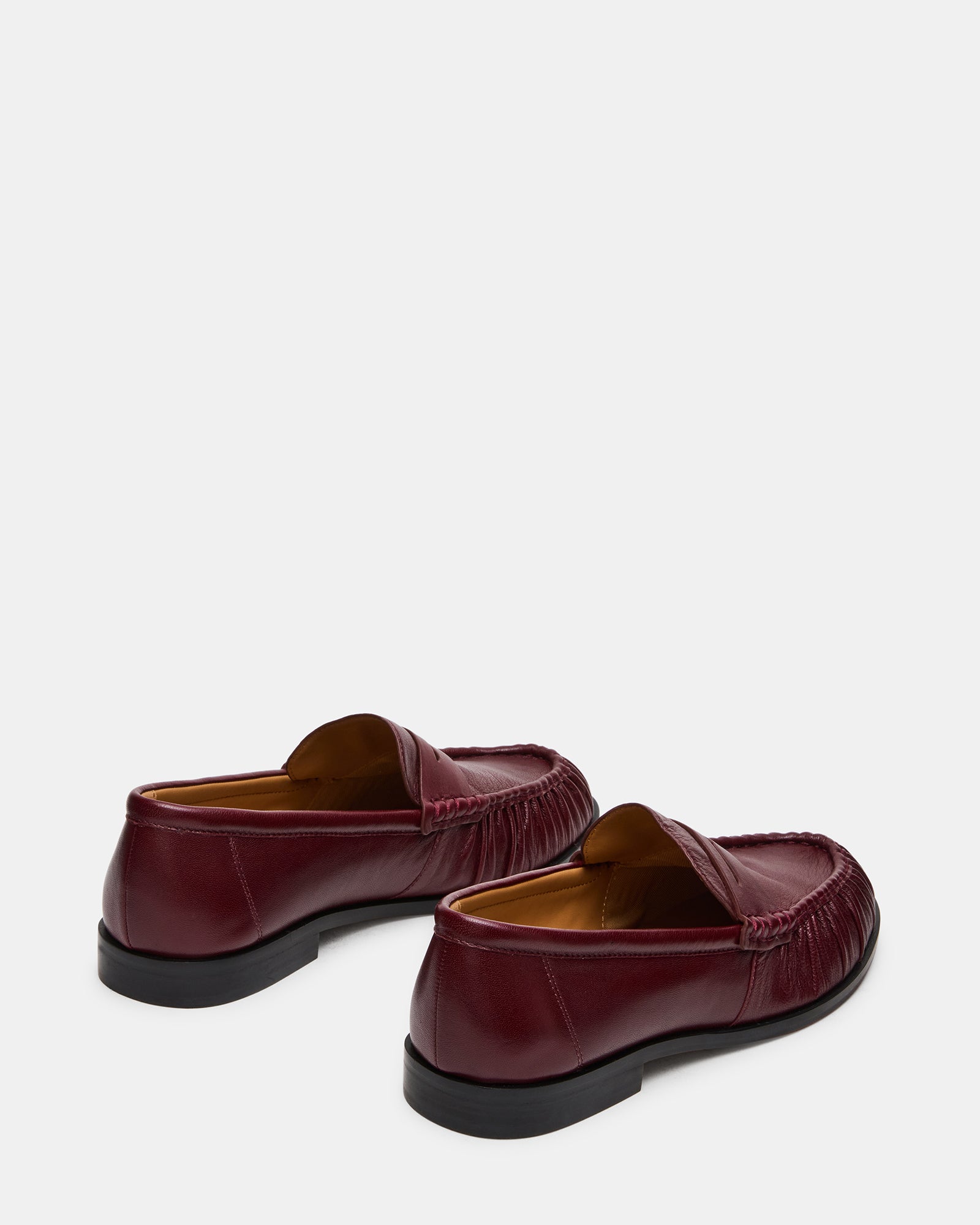 Steve Madden Men's Quincey Dark Cherry Leather Slip-On Loafers - Burgundy