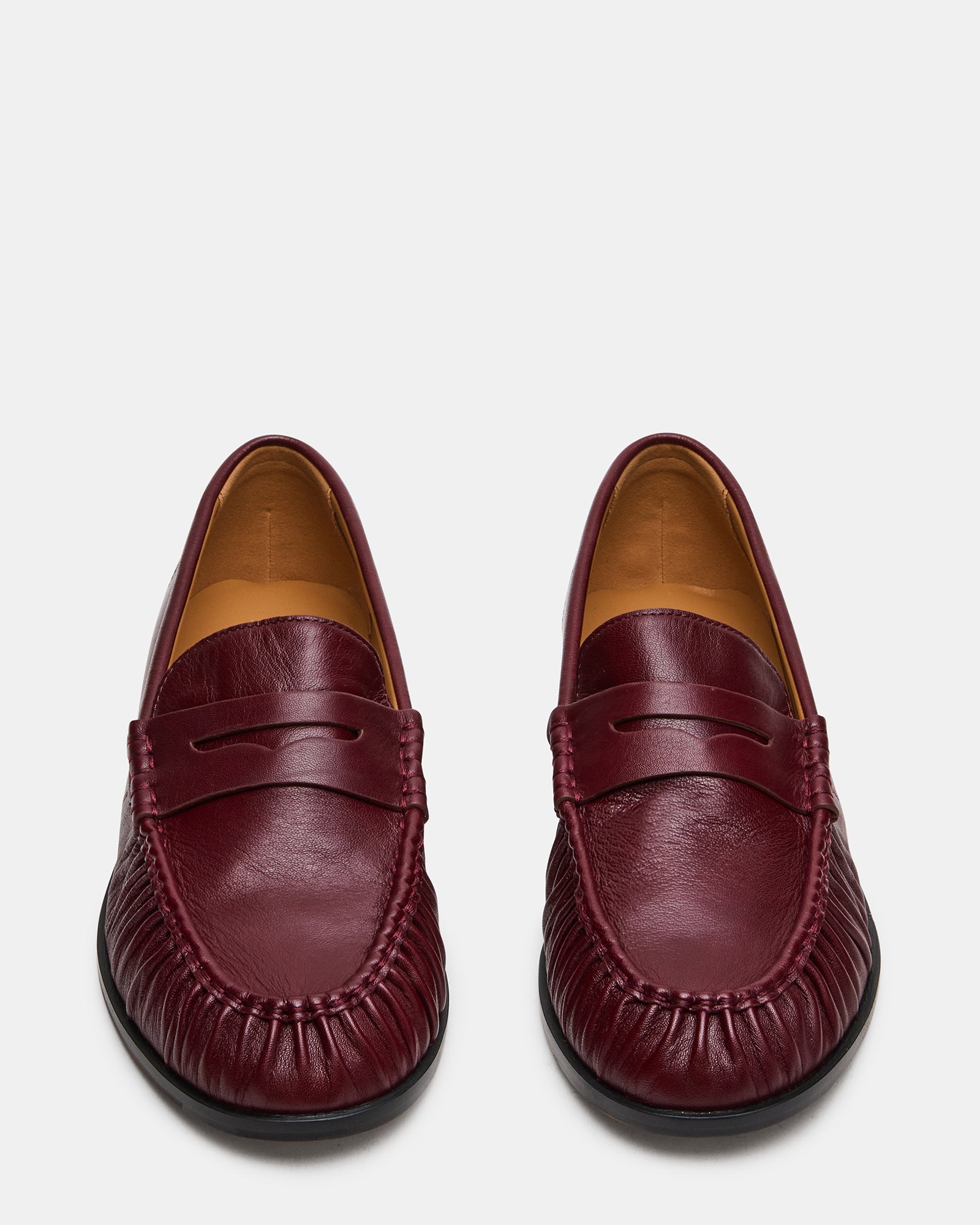 Steve Madden Men's Quincey Dark Cherry Leather Slip-On Loafers - Burgundy