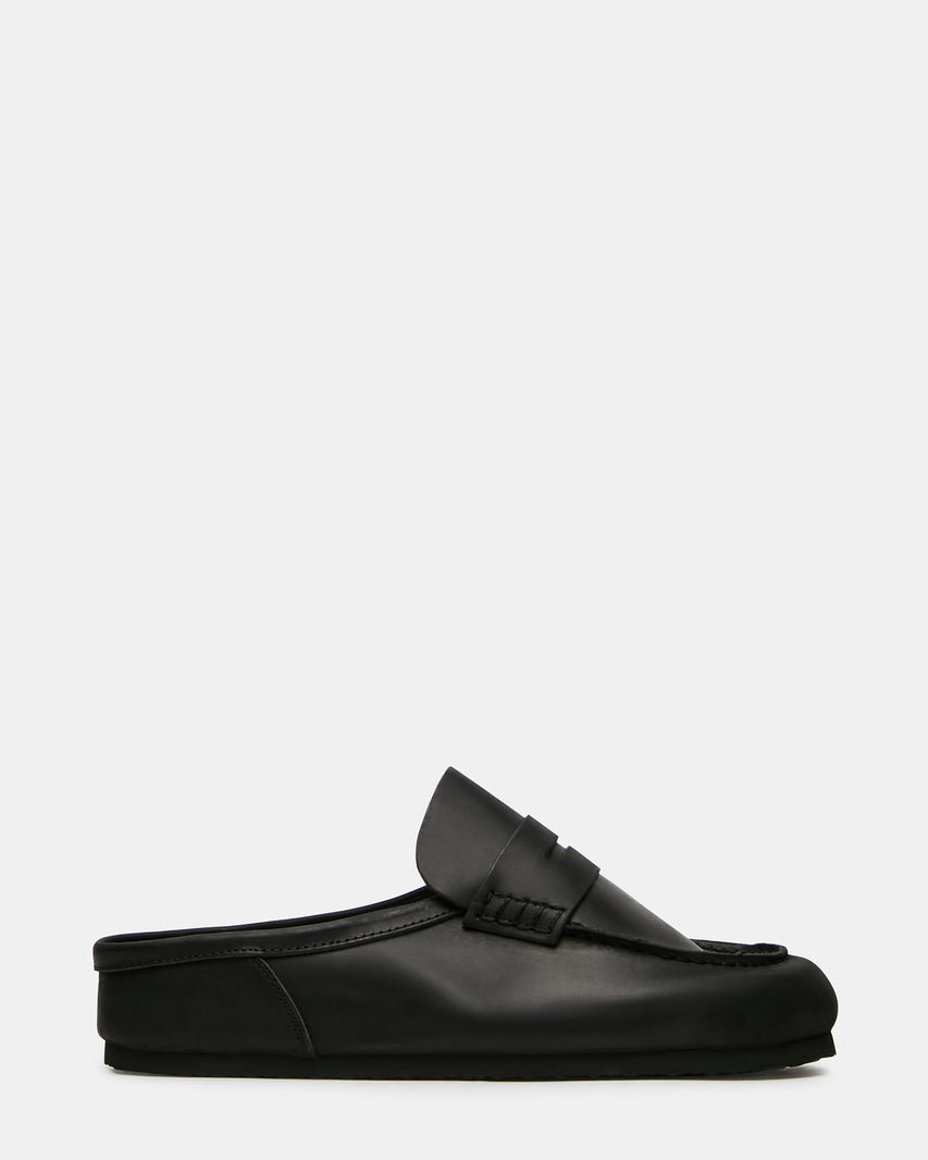 WYATT Black Leather Slip-On Clog Men's Casual | Steve Madden