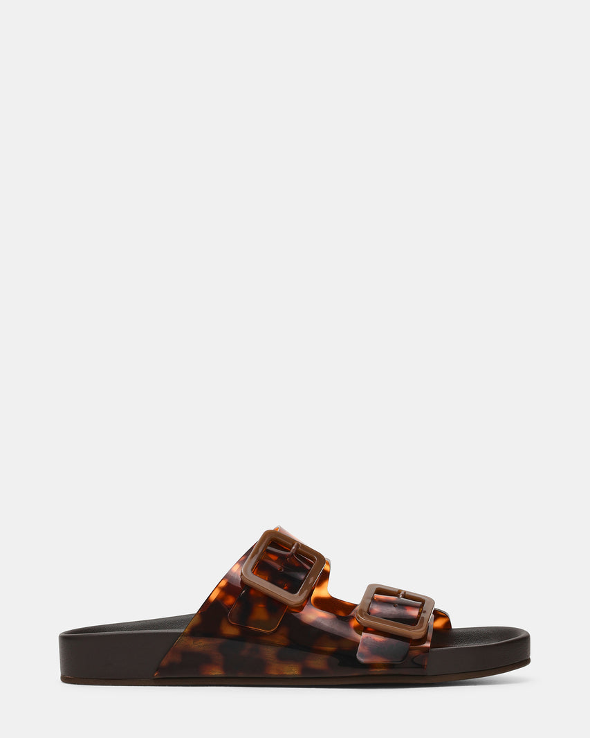 ABOTT Tortoise Buckles Footbed Slide Women's Sandal | Steve Madden