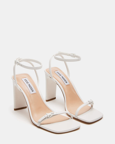 AILENE White Leather Square Toe Dress Sandal | Women's Heels – Steve Madden