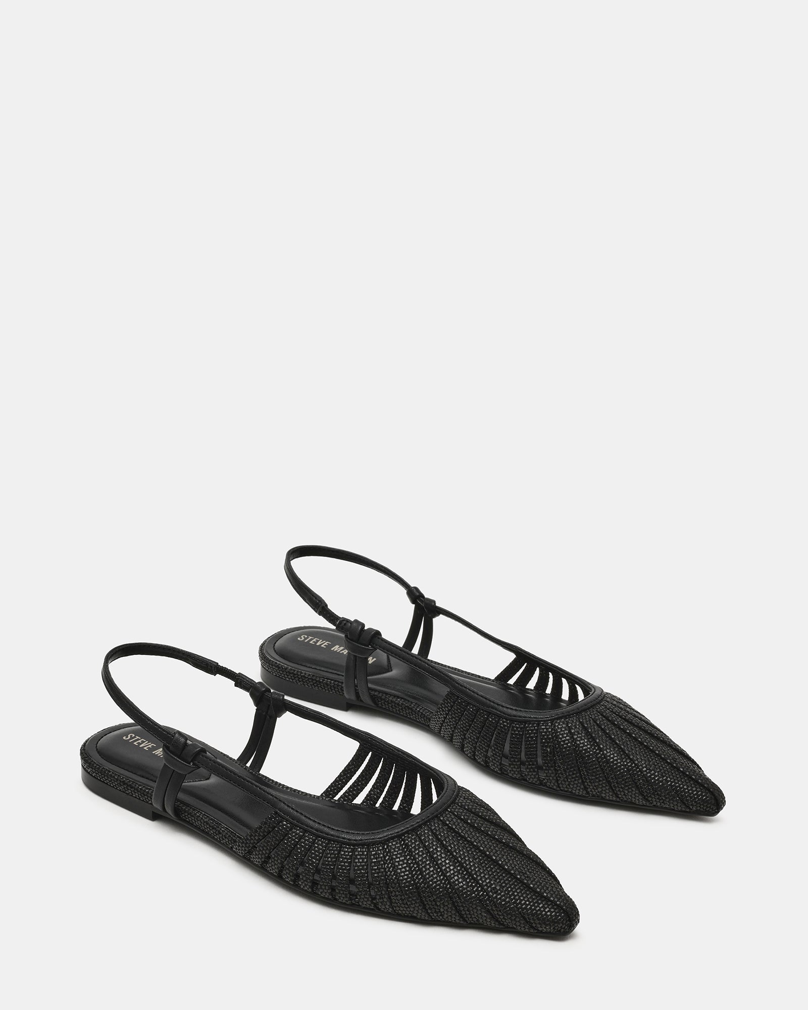ALANDRIA Black Raffia Woven Pointed-Toe Women's Flat – Steve Madden