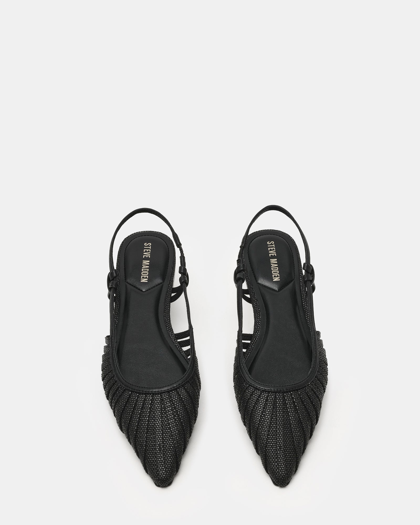 ALANDRIA Black Raffia Woven Pointed-Toe Women's Flat – Steve Madden