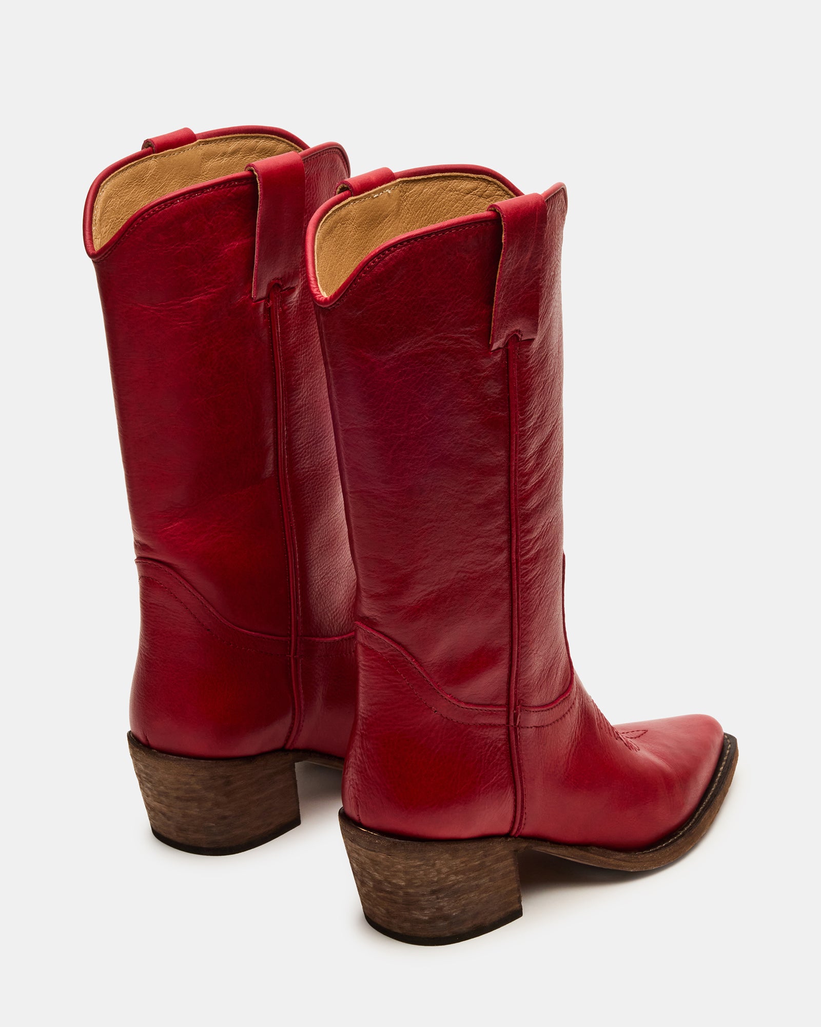 ALBANY Red Leather Pointed-Toe Women's Western Boot – Steve Madden