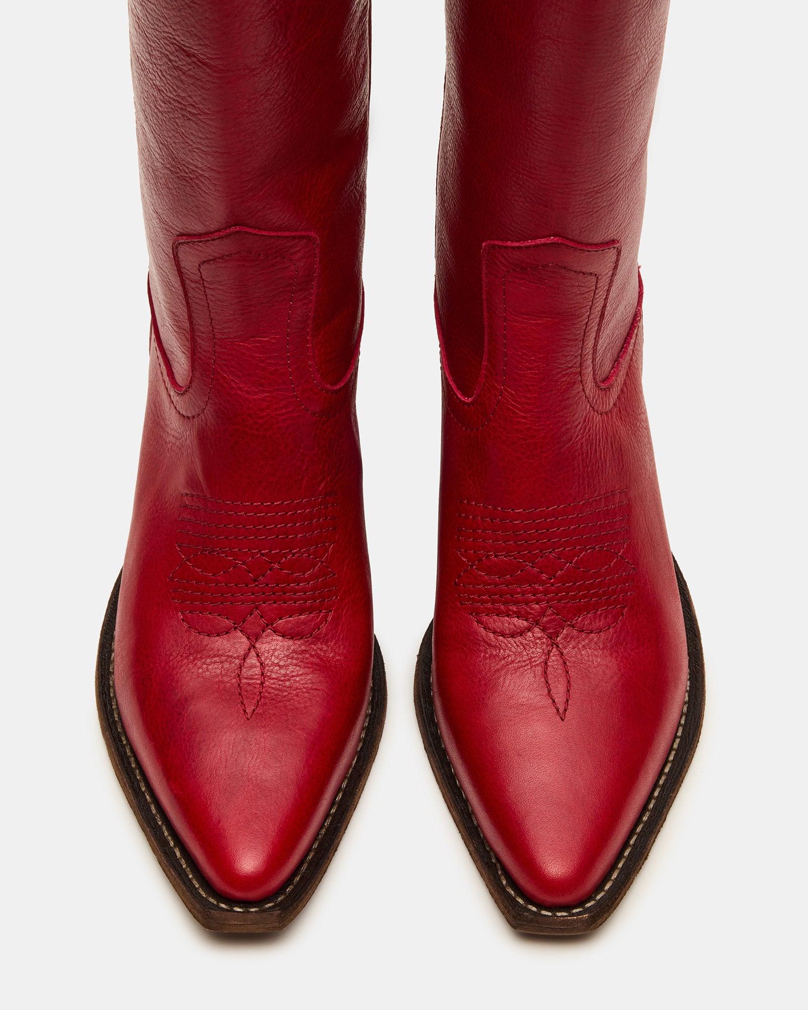 ALBANY Red Leather Pointed-Toe Women's Western Boot – Steve Madden