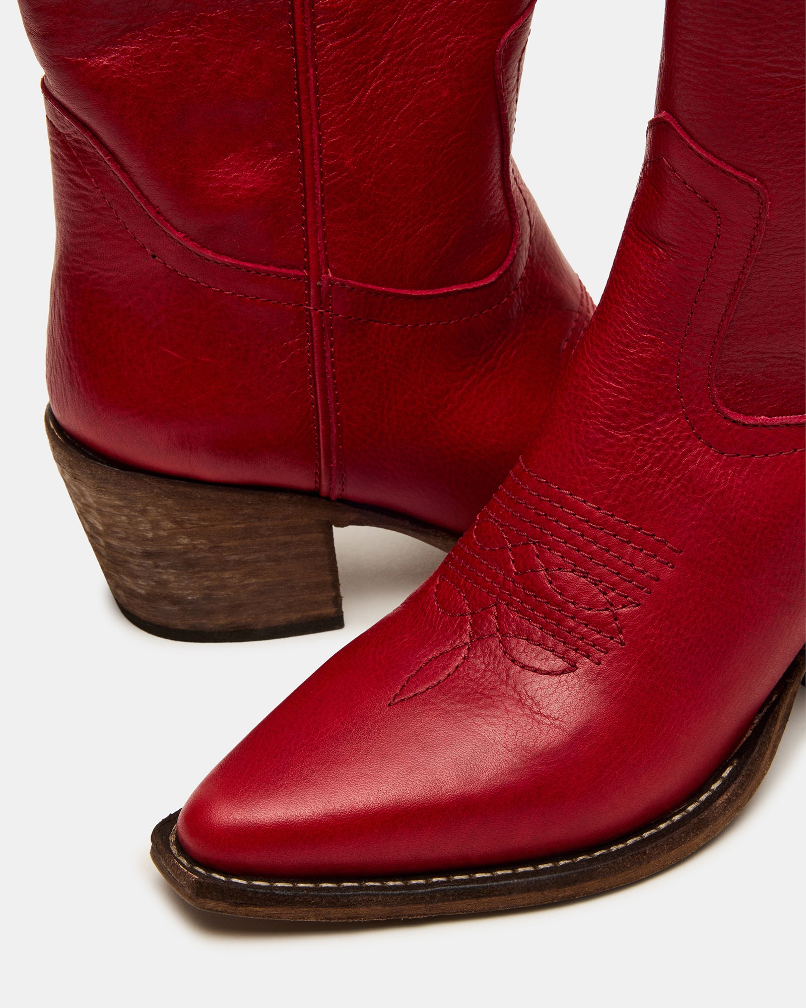 ALBANY Red Leather Pointed-Toe Women's Western Boot – Steve Madden