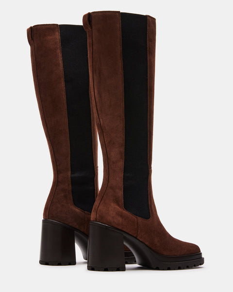 ALESTI Brown Suede Square Toe Knee High Boot | Women's Boots – Steve Madden